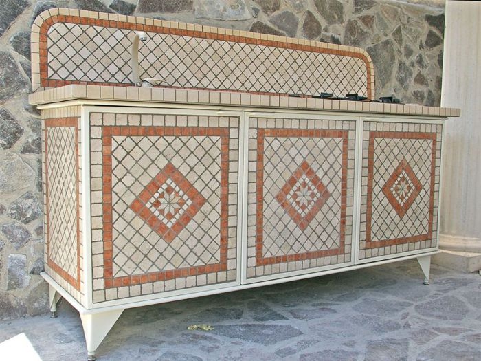 Archisio - Il Fauno Mosaici - Progetto Cucine per esterno