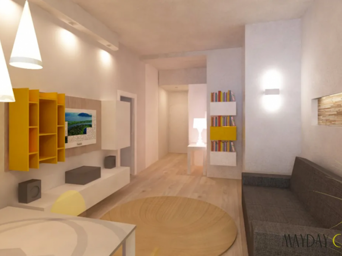 Archisio - Azzurra Lorenzetto - Progetto Due camere e un living in 70 mq