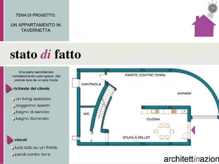 Archisio - Concetta Pastore - Progetto Un appartamento in tavernetta