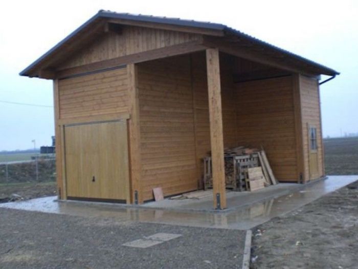 Archisio - Vz Strutture In Legno - Progetto Garage in opera con porticato annesso in legno di abete lamellare