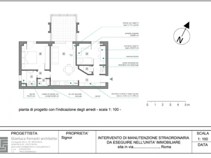 Archisio - Gianluca Ferranti - Progetto Appartamento 70 mq da bilocale a trilocale