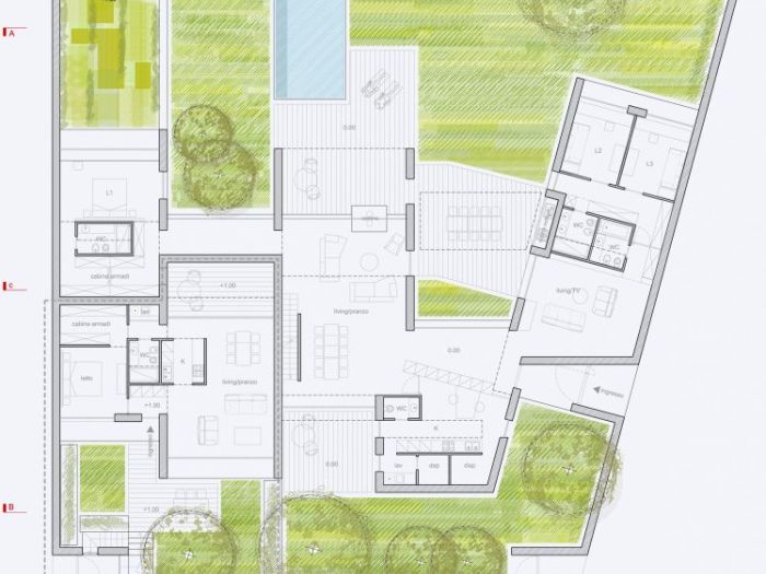 Archisio - Antonio Pelella - Progetto Casa unifamiliareProposta progettuale b casa a padiglioni