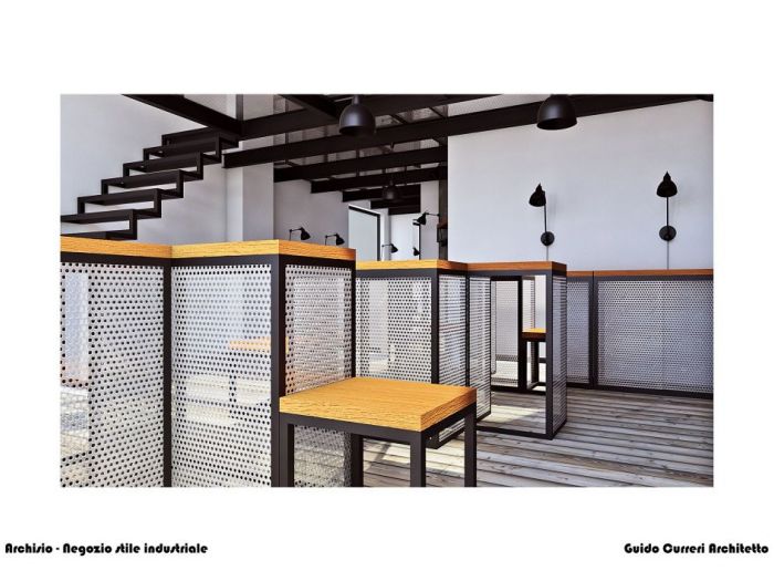 Archisio - Guido Curreri - Progetto 1 classificato - concorso di architettura di interni negozio stile industriale