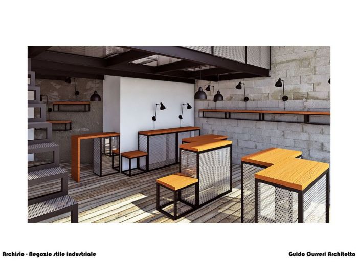 Archisio - Guido Curreri - Progetto 1 classificato - concorso di architettura di interni negozio stile industriale