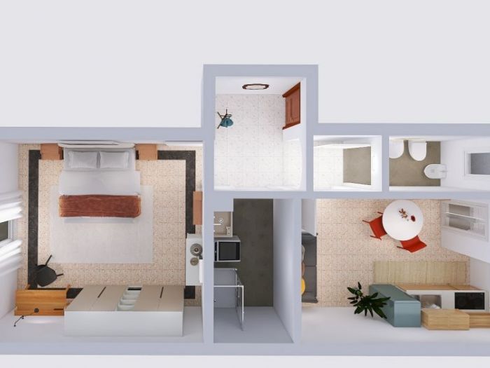 Archisio - Georgia Lo Iacono - Progetto Home staging virtuale di un bilocale in via rondissone a torino solo un piccolo boost