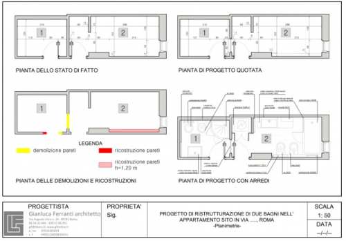 Archisio - Gianluca Ferranti - Progetto Due bagni in 10 mq roma