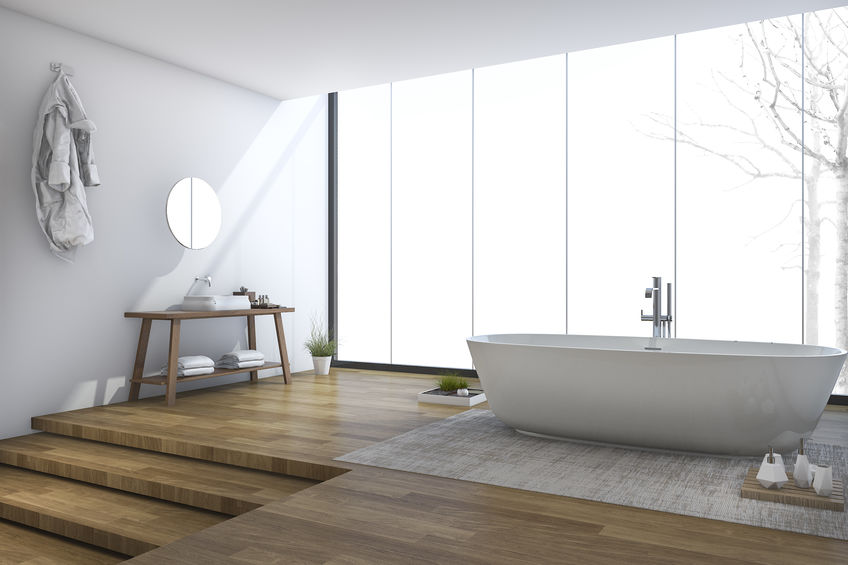 Legno in bagno: un pavimento di design 