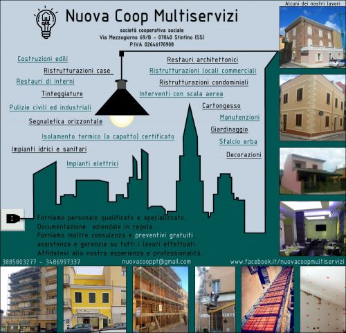 Archisio - Lavoro di Nuova Coop Multiservizi - La nostra operativit spazia nei vari settori delledilizia delle pulizie e nel giardinaggio